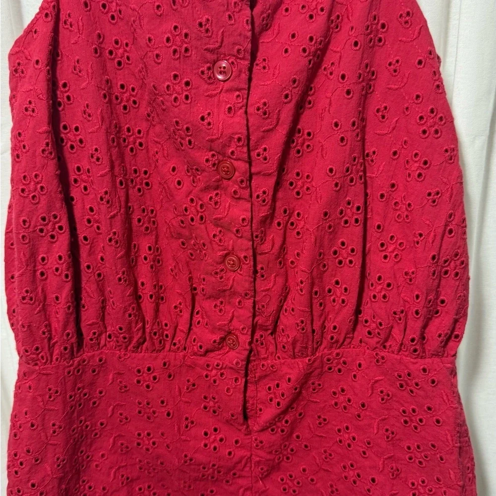Janie and Jack Red Eyelet Sundress with White Trim